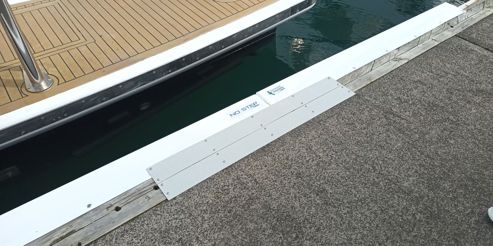 Anti slip plates for marina berths available from Hauraki Fenders, ideal for winter months when docks are slippery.