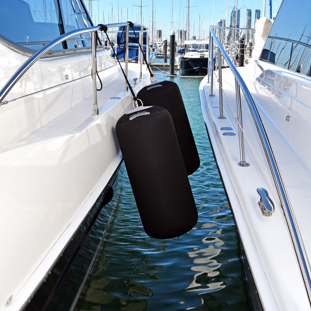 Hauraki Neoprene Fender Covers -  Black neoprene covers for inflatable boat fenders