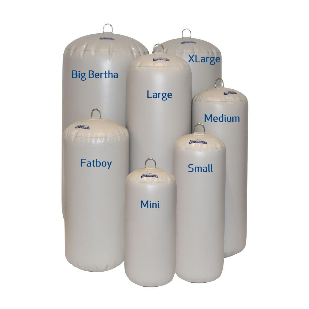 Hauraki Inflatable Fenders - light grey inflatable boat fenders, mini, small, medium, fatboy, large, xlarge, big bertha